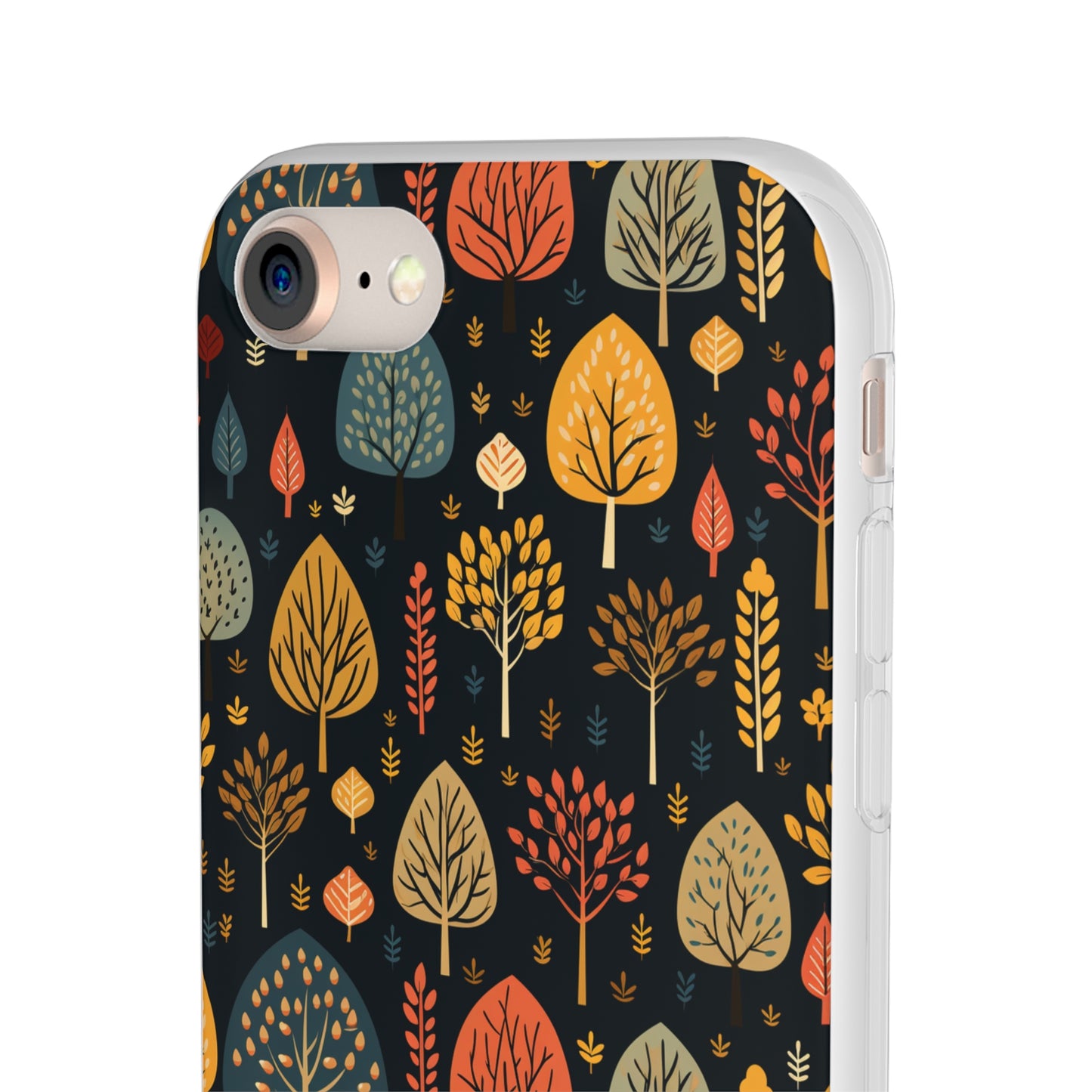 Mid-Century Mosaic: Dappled Leaves and Folk Imagery - Flexible Phone Case