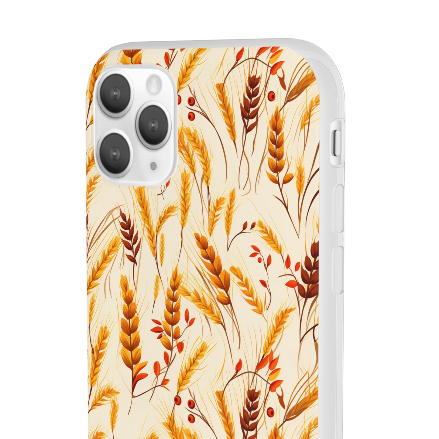 Golden Harvest: An Autumn Collage of Wheat and Berries - Flexible Phone Case