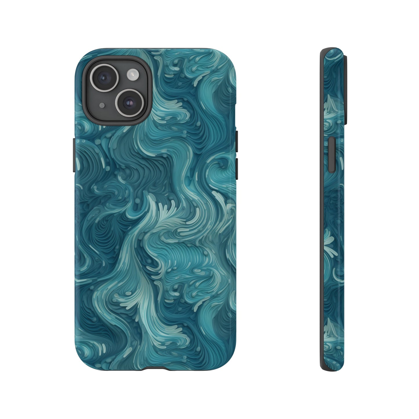 Azure Depths: Layered Blue Topographic Design Tough Phone Case