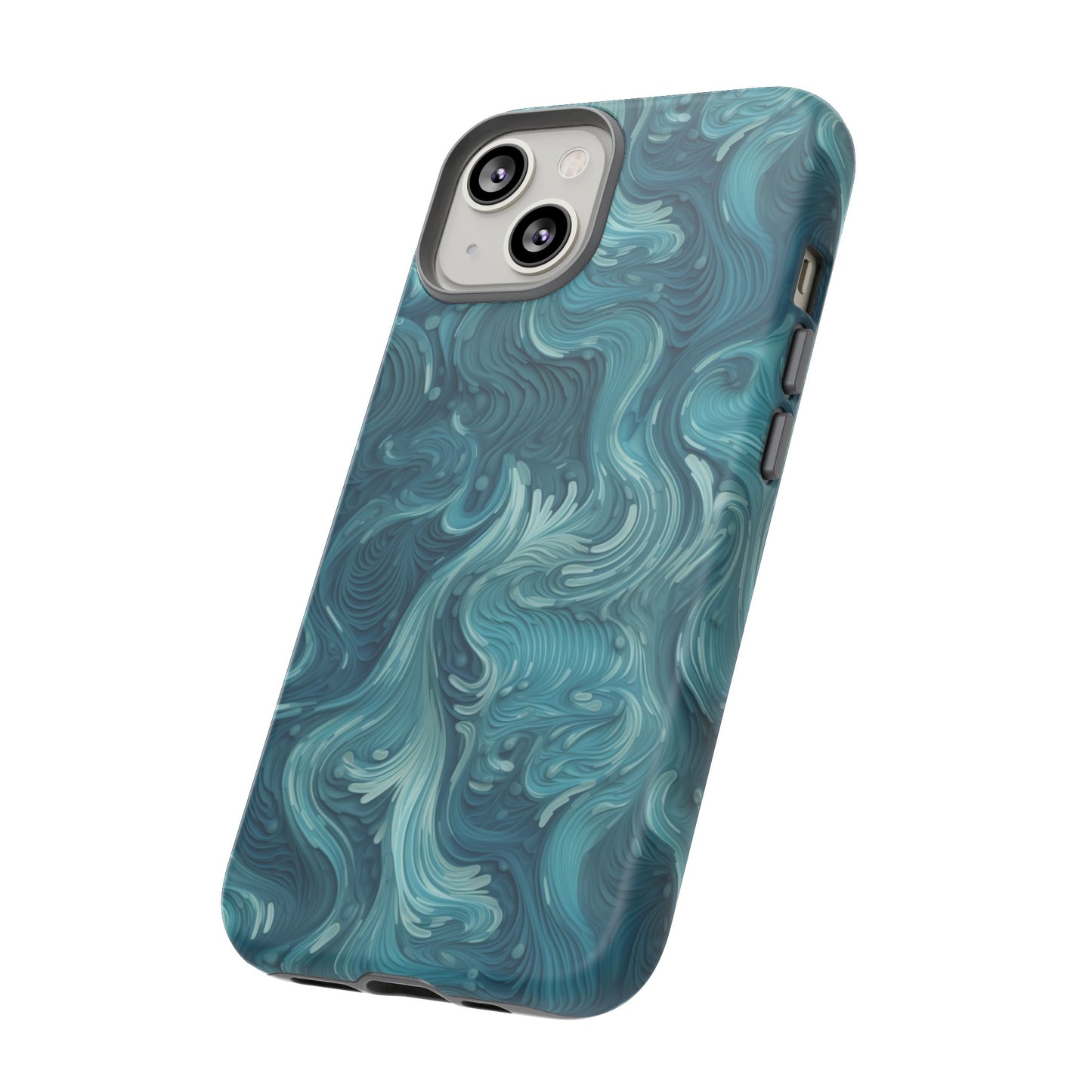 Azure Depths: Layered Blue Topographic Design Tough Phone Case