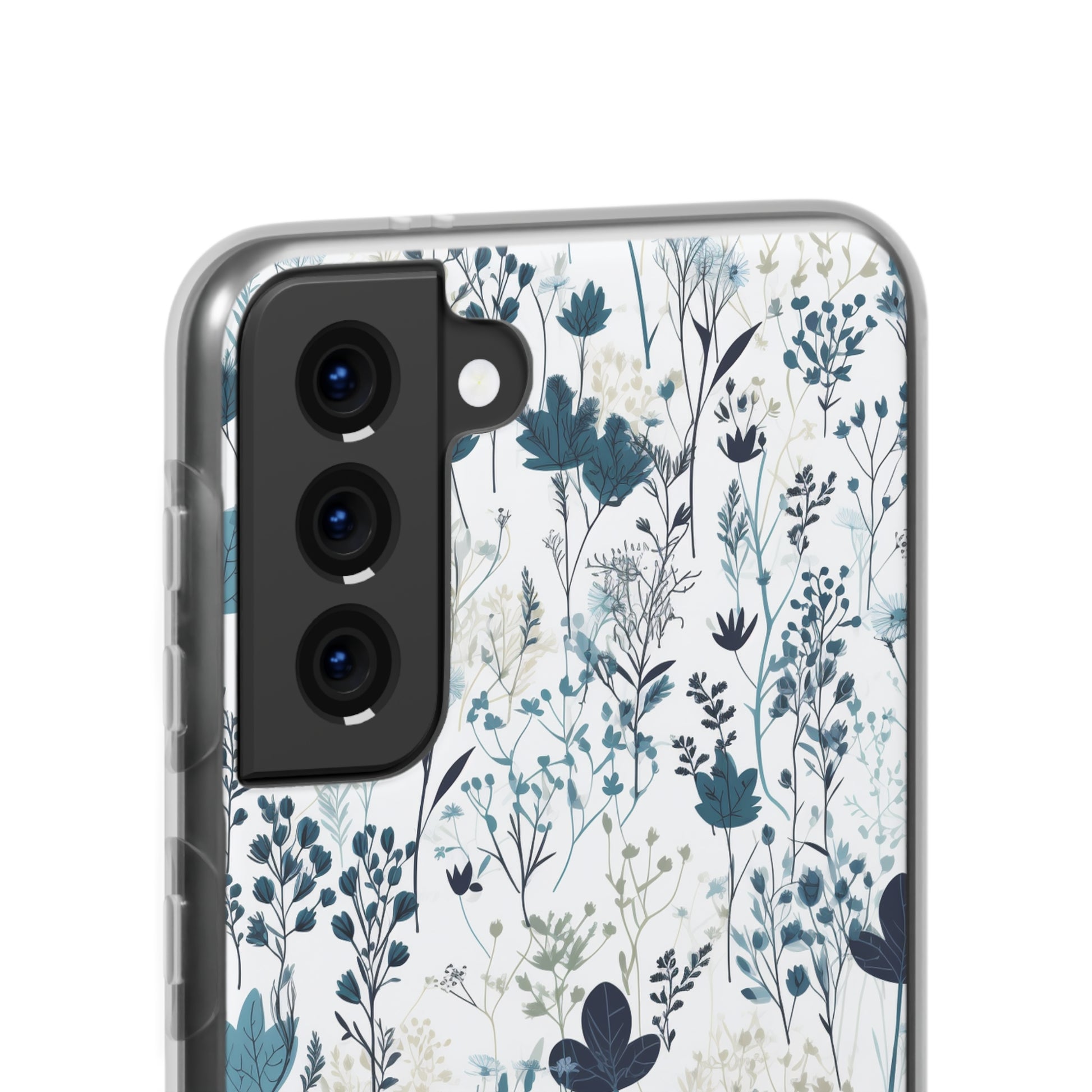 Serene Blue Wildflower Phone Case - Elegant White Background Design - Spring Collection - Flexi Cases Phone Case Pattern Symphony   