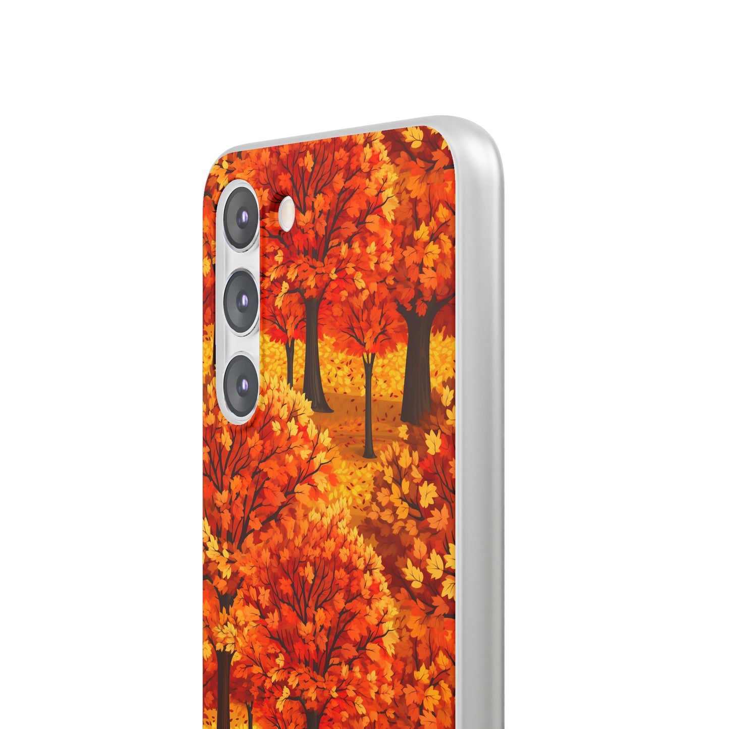 Impasto-Style Woodlands: High-Contrast Autumn Foliage - Flexible Phone Case