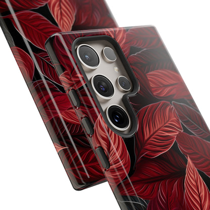 Scarlet Whispers: Lush Autumn Colours in Botanical Bliss - Tough Phone Case