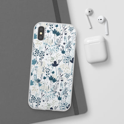 Serene Blue Wildflower Phone Case - Elegant White Background Design - Spring Collection - Flexi Cases Phone Case Pattern Symphony iPhone X  