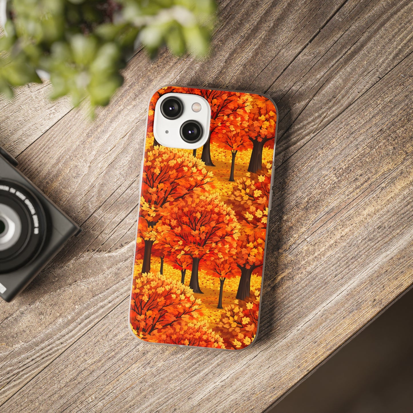 Impasto-Style Woodlands: High-Contrast Autumn Foliage - Flexible Phone Case