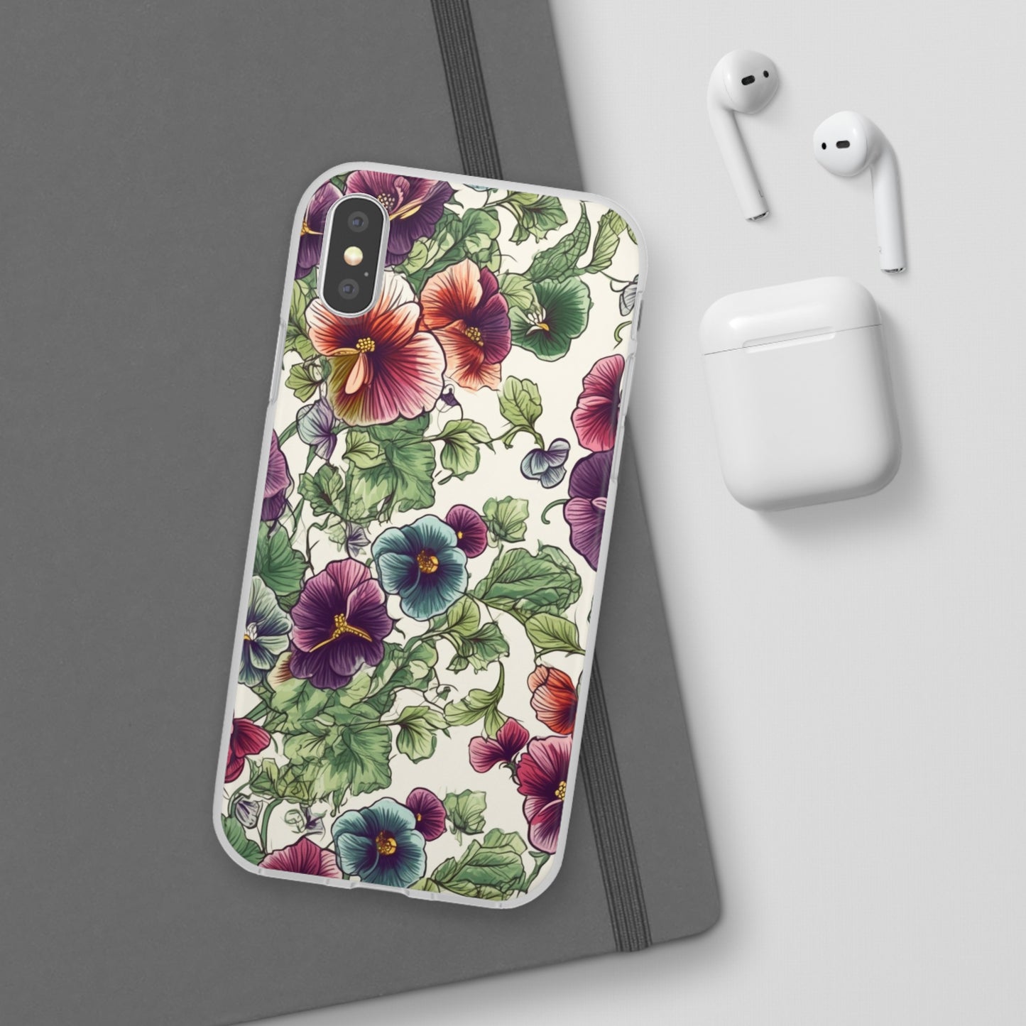 Watercolour Pansy Phone Case - Delicate Floral Elegance - Spring Collection - Flexi Cases Phone Case Pattern Symphony iPhone XS  