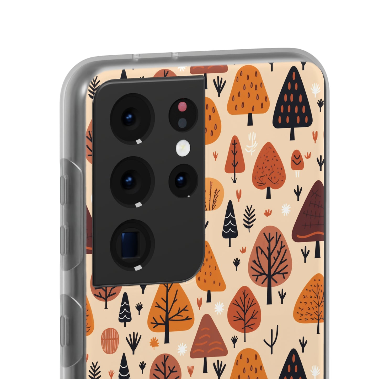 Terracotta Tree Tapestry: A Playful Autumn Mosaic - Flexible Phone Case