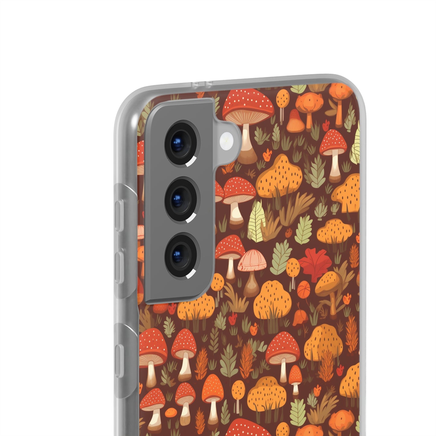 Autumn Spore Wonderland: Enchanting Mushroom and Leaf Designs - Flexible Phone Case