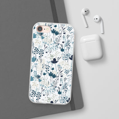 Serene Blue Wildflower Phone Case - Elegant White Background Design - Spring Collection - Flexi Cases Phone Case Pattern Symphony iPhone 8 with gift packaging  