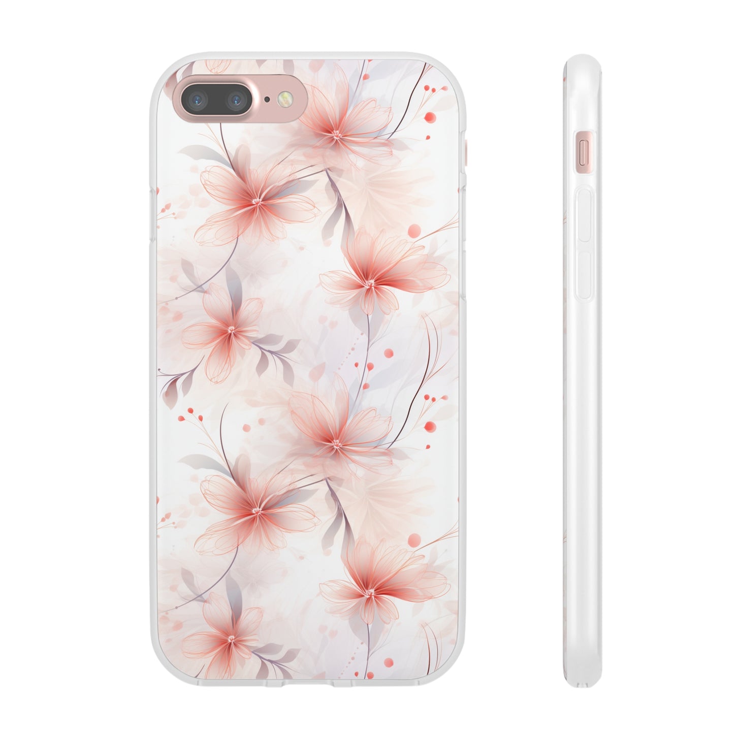 Whispering Petals: Subtle Grey & Pastel Red Gradient Phone Case