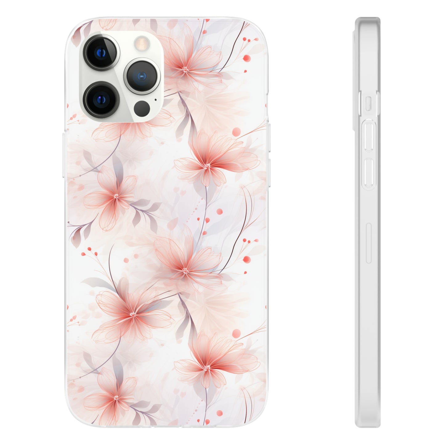 Whispering Petals: Subtle Grey & Pastel Red Gradient Phone Case