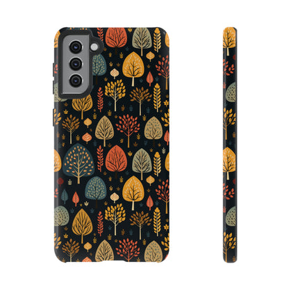 Mid-Century Mosaic: Dappled Leaves and Folk Imagery - Tough Phone Case