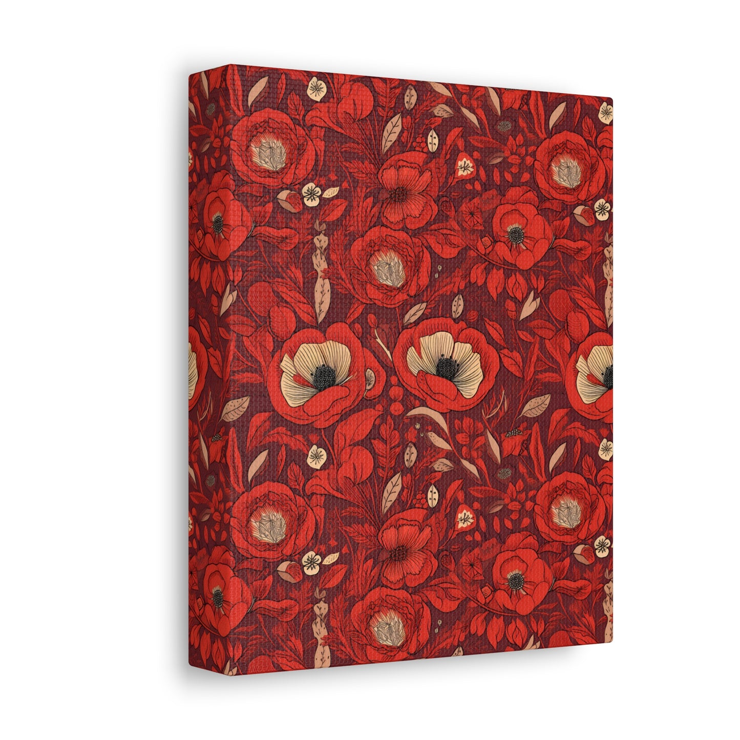 Radiant Spring Blossoms - Vibrant Red Floral Design - Wall Art Canvas