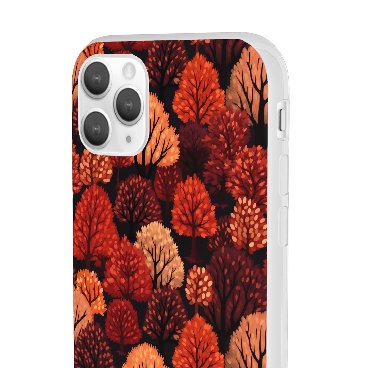 Crimson Forest: Autumn Trees in Vibrant Detail - Flexible Phone Case