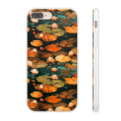 Orange Lotus Whisper: Autumn on the Water - Flexible Phone Case