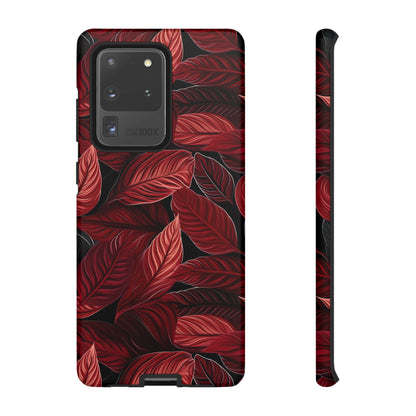 Scarlet Whispers: Lush Autumn Colours in Botanical Bliss - Tough Phone Case