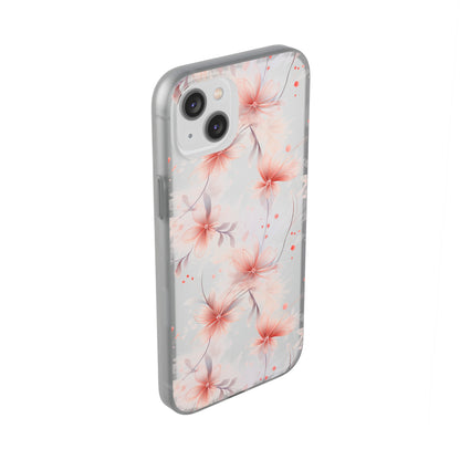 Whispering Petals: Subtle Grey & Pastel Red Gradient Phone Case