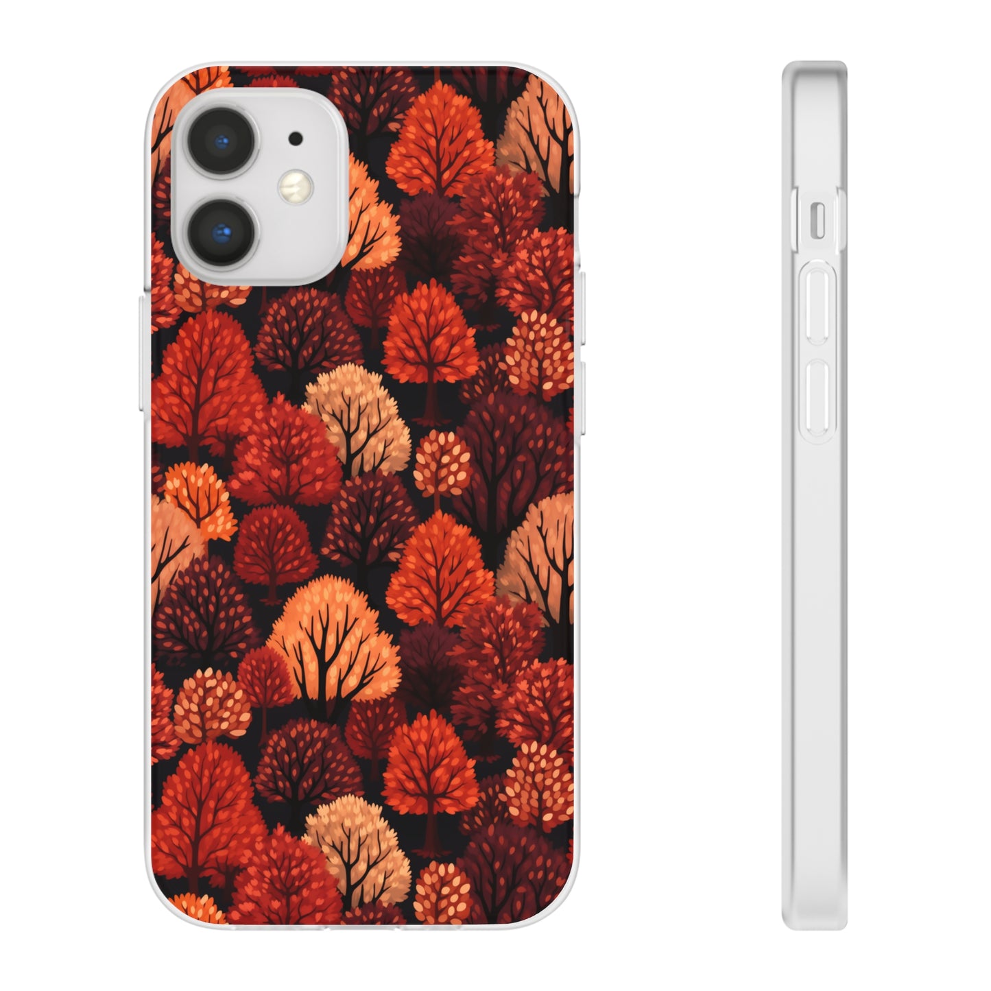 Crimson Forest: Autumn Trees in Vibrant Detail - Flexible Phone Case