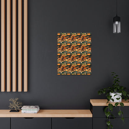 Orange Lotus Whisper: Autumn on the Water - Satin Canvas, Stretched