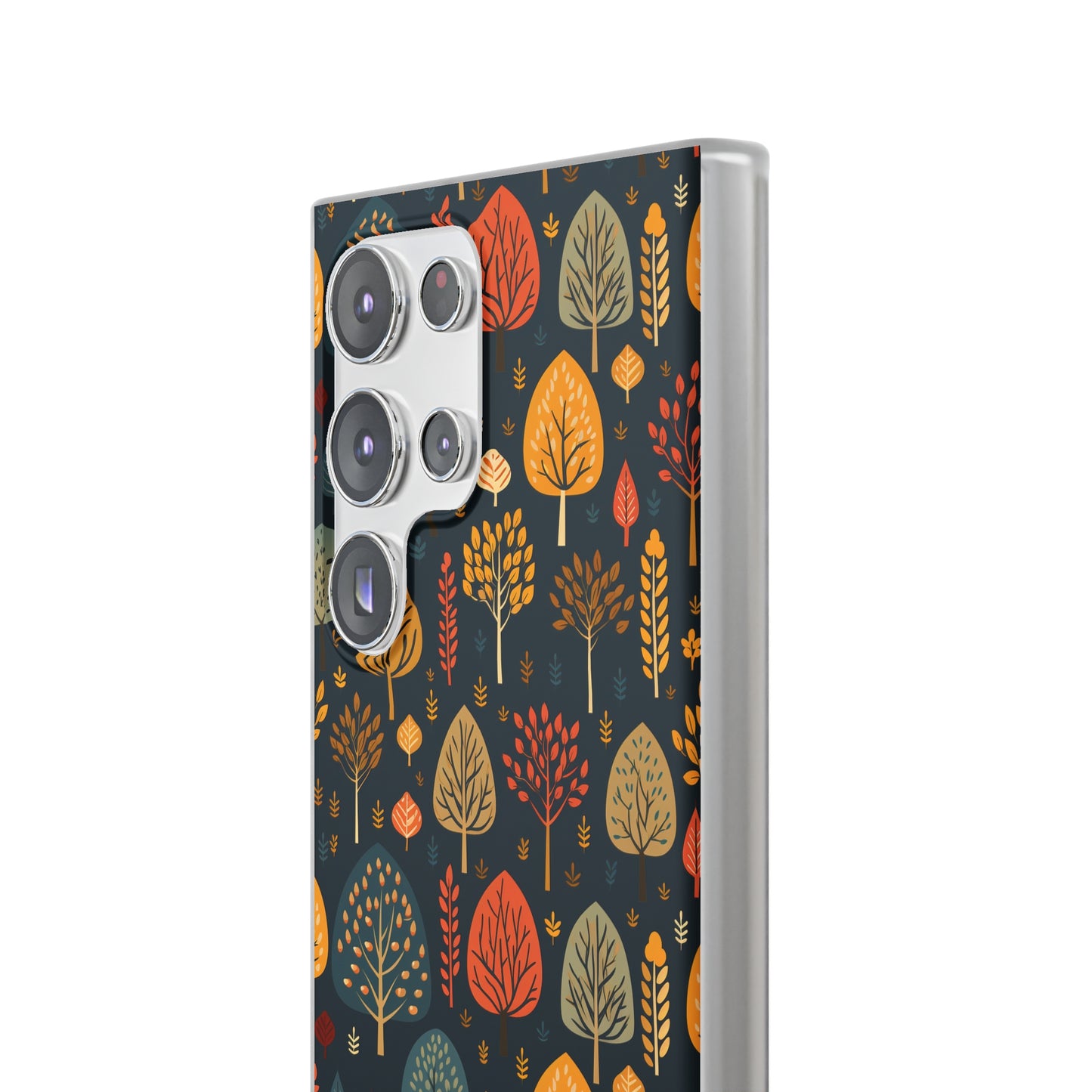 Mid-Century Mosaic: Dappled Leaves and Folk Imagery - Flexible Phone Case