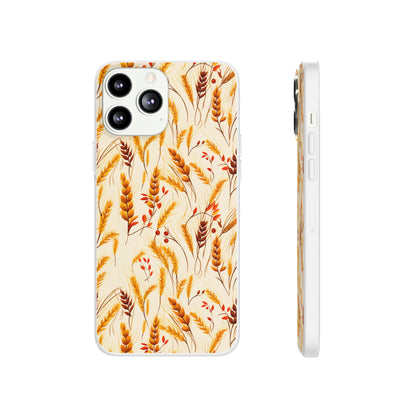 Golden Harvest: An Autumn Collage of Wheat and Berries - Flexible Phone Case