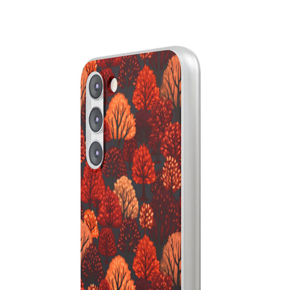 Crimson Forest: Autumn Trees in Vibrant Detail - Flexible Phone Case