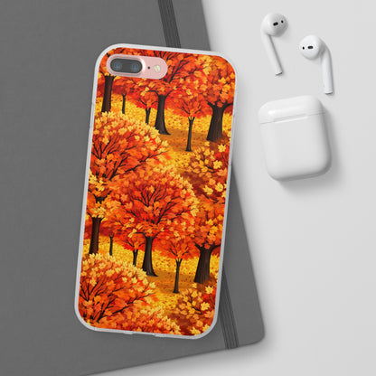 Impasto-Style Woodlands: High-Contrast Autumn Foliage - Flexible Phone Case