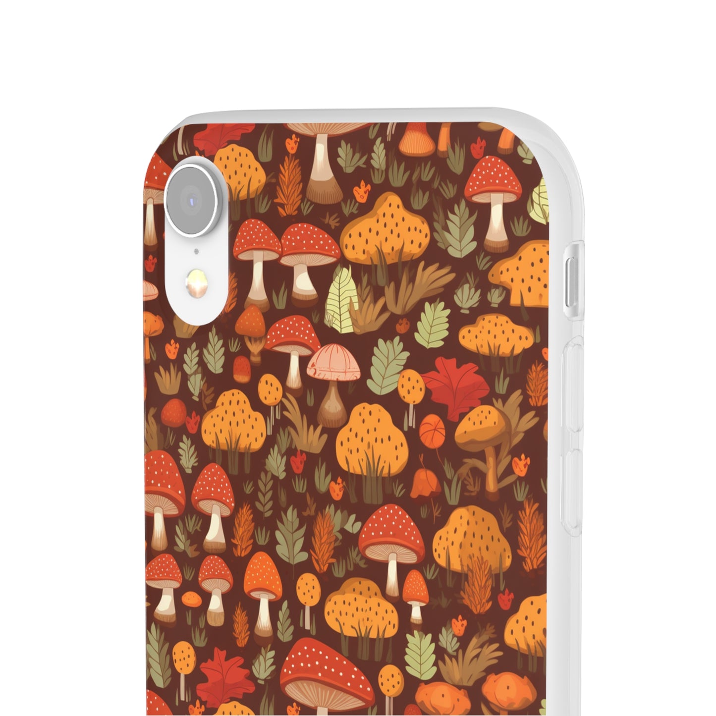 Autumn Spore Wonderland: Enchanting Mushroom and Leaf Designs - Flexible Phone Case