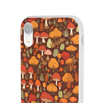 Autumn Spore Wonderland: Enchanting Mushroom and Leaf Designs - Flexible Phone Case