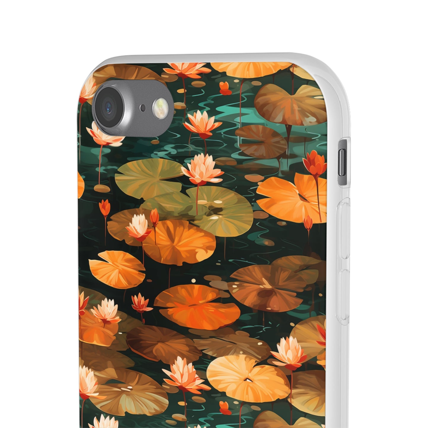 Orange Lotus Whisper: Autumn on the Water - Flexible Phone Case