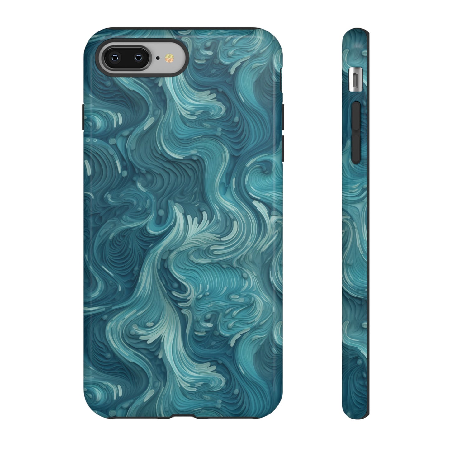 Azure Depths: Layered Blue Topographic Design Tough Phone Case