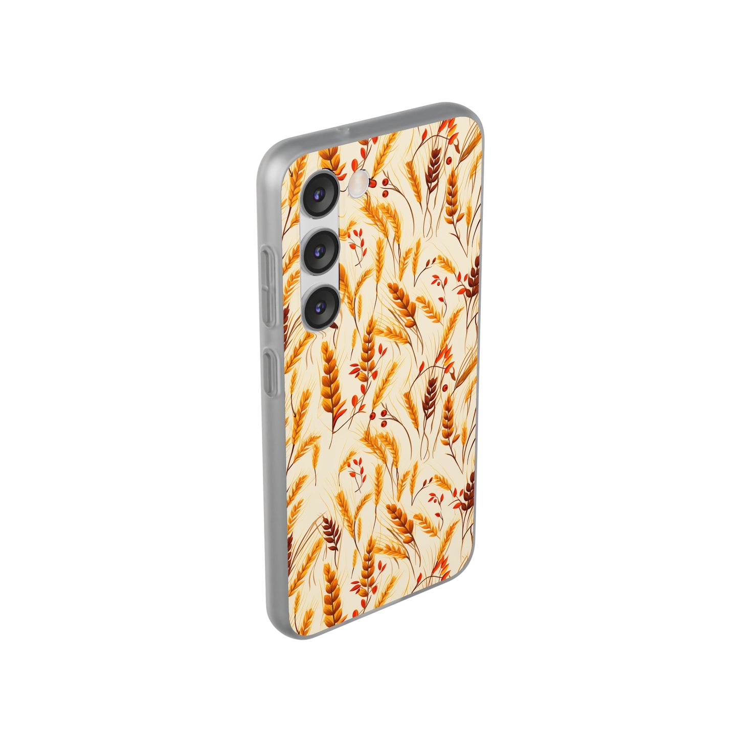 Golden Harvest: An Autumn Collage of Wheat and Berries - Flexible Phone Case