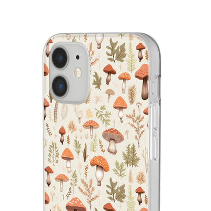 Mushroom Haven - Autumnal Tones Botanical illustration - Flexible Phone Case