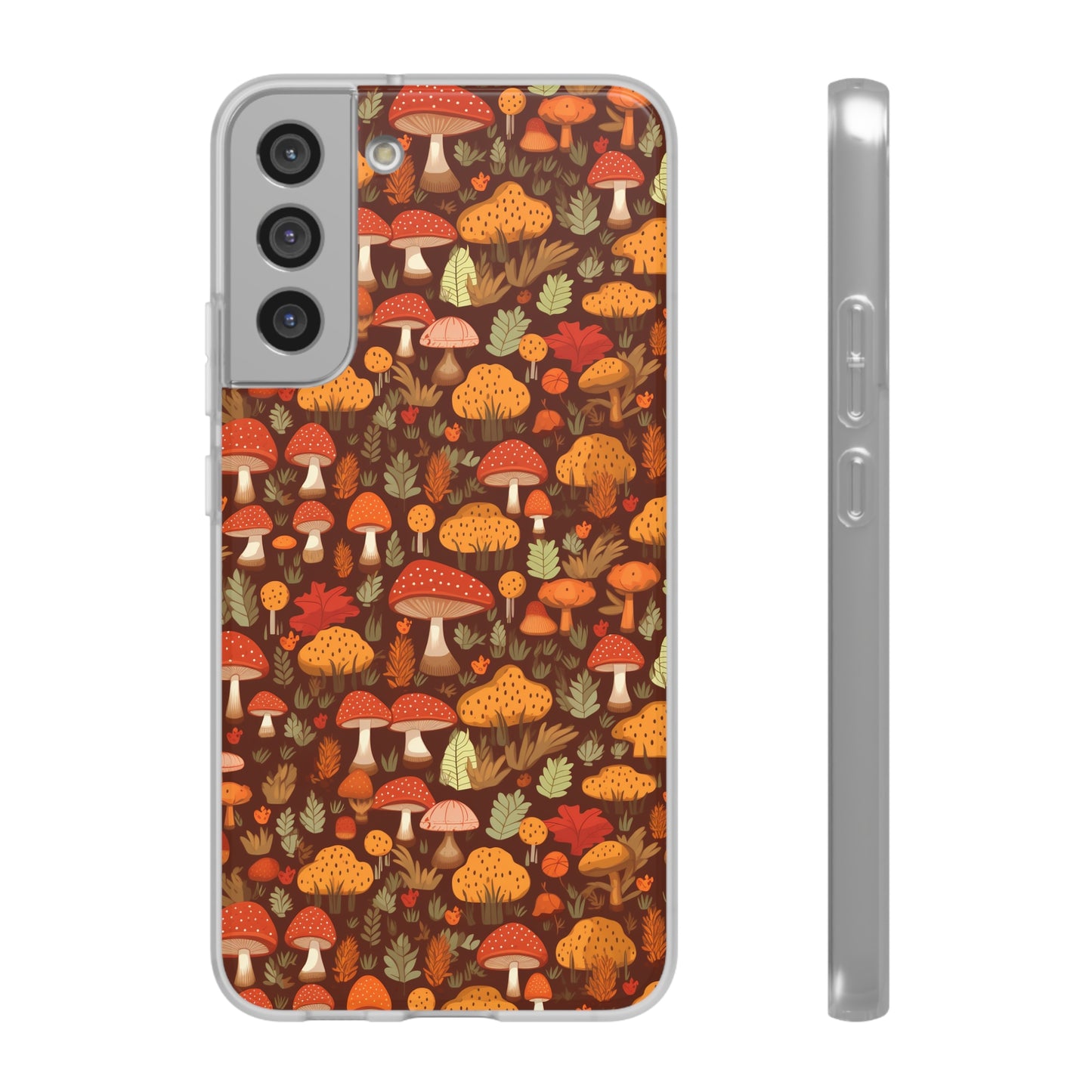 Autumn Spore Wonderland: Enchanting Mushroom and Leaf Designs - Flexible Phone Case