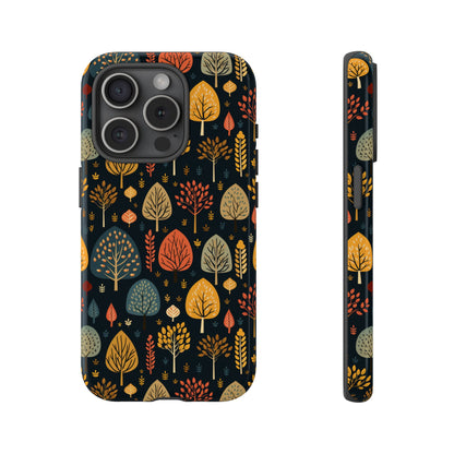 Mid-Century Mosaic: Dappled Leaves and Folk Imagery - Tough Phone Case