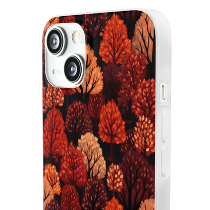 Crimson Forest: Autumn Trees in Vibrant Detail - Flexible Phone Case