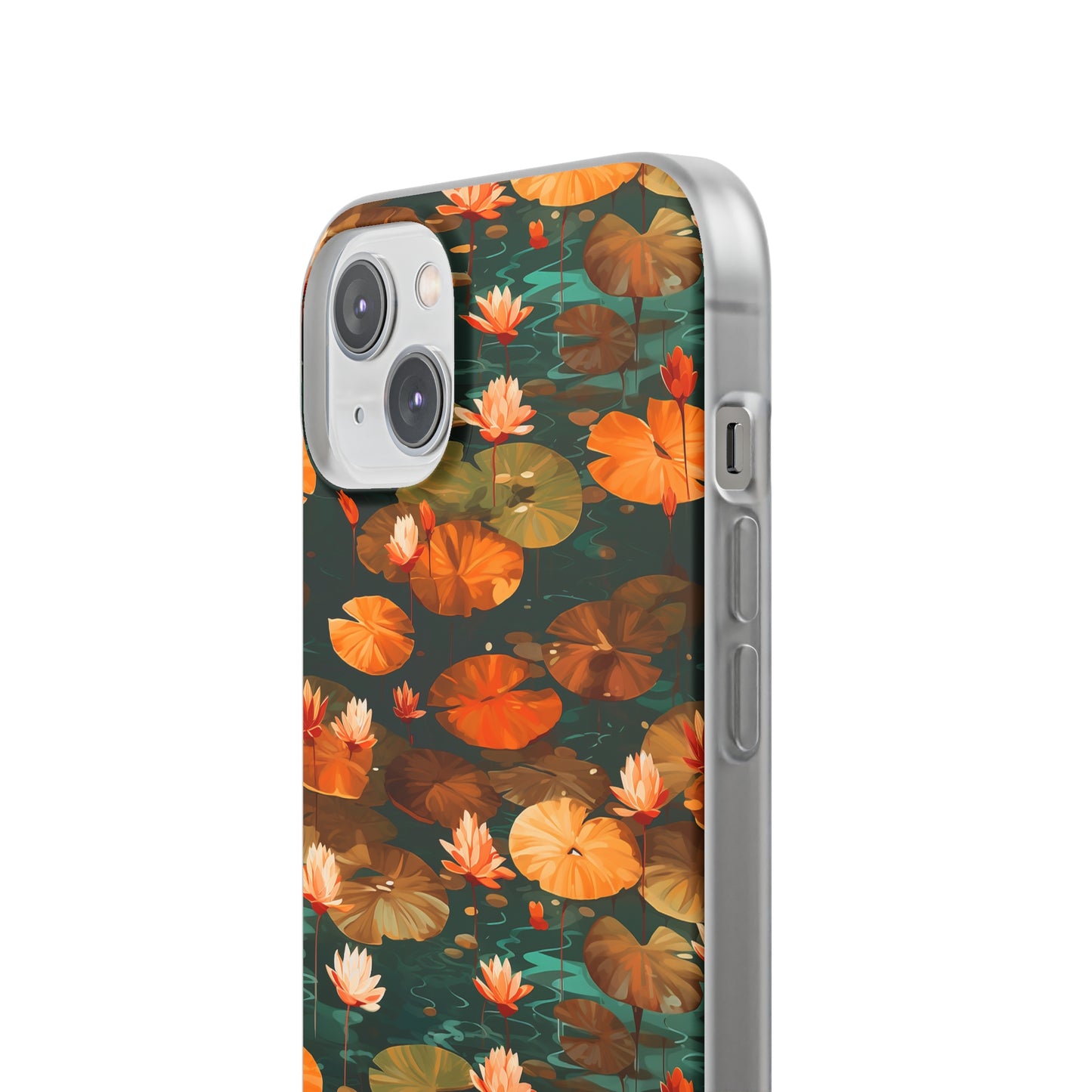 Orange Lotus Whisper: Autumn on the Water - Flexible Phone Case