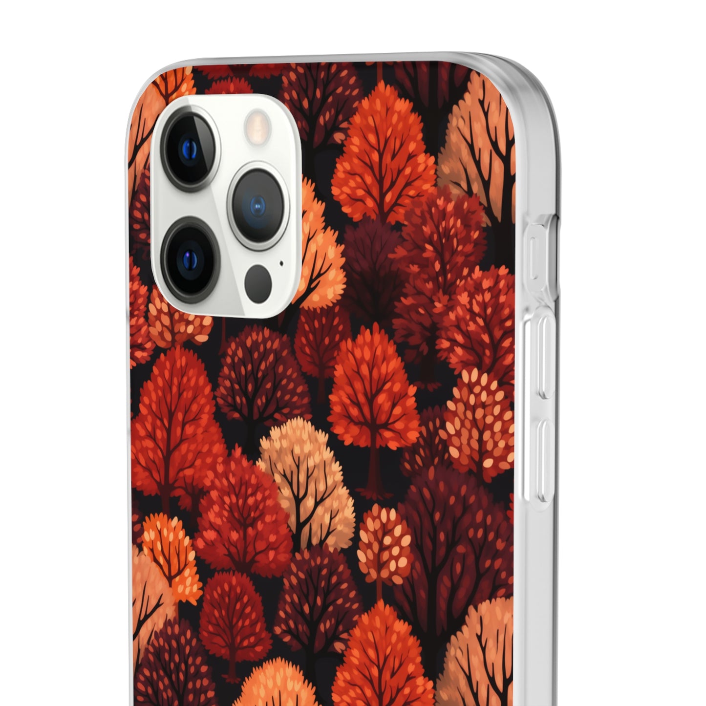 Crimson Forest: Autumn Trees in Vibrant Detail - Flexible Phone Case