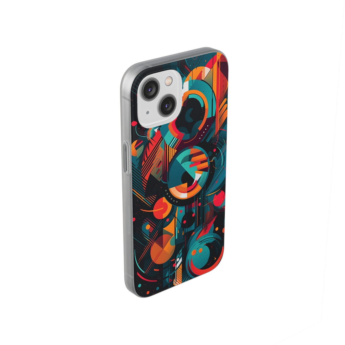 Vibrant Geometric Fusion Phone Case - Bold Squares & Circles Design - Flexi Cases Phone Case Pattern Symphony   