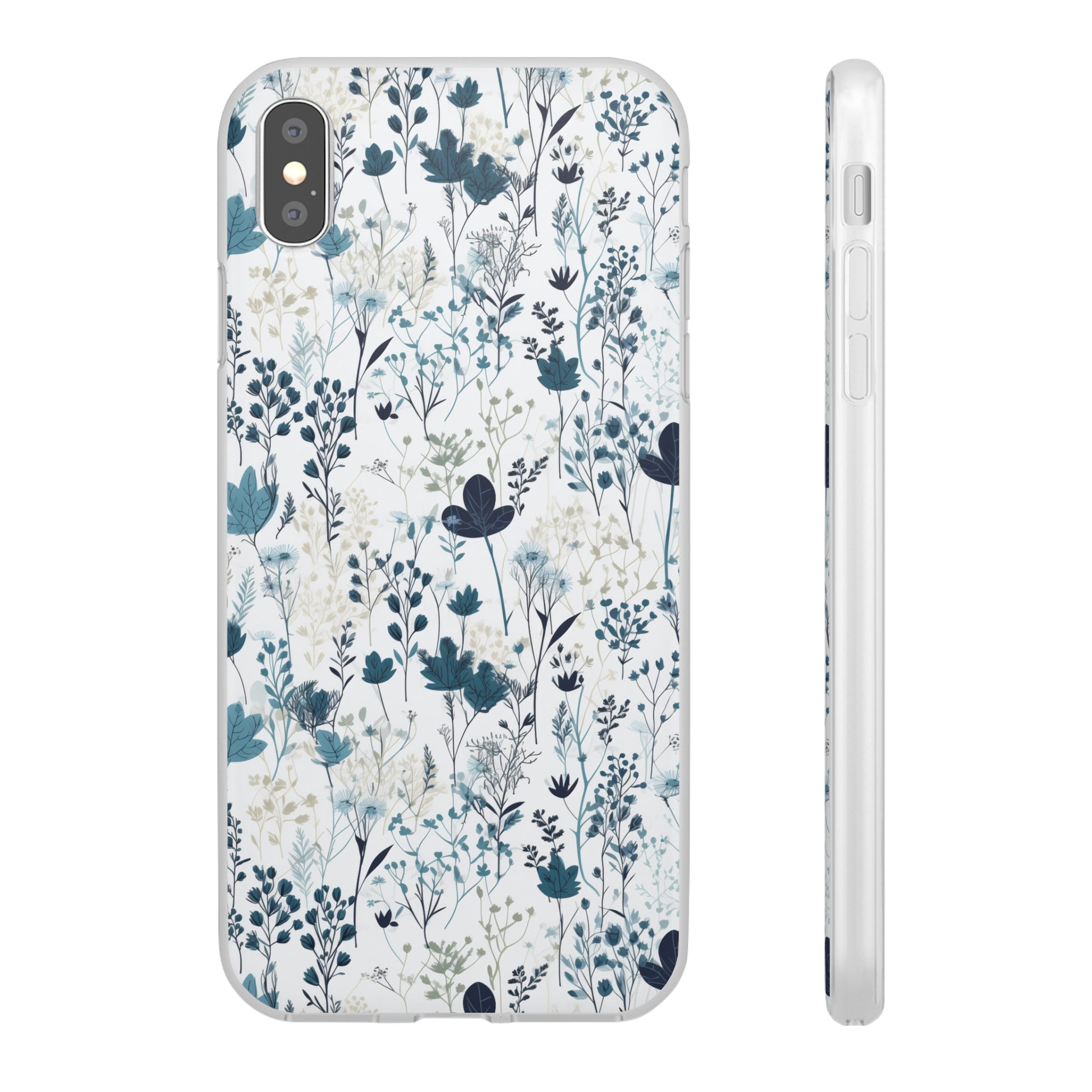 Serene Blue Wildflower Phone Case - Elegant White Background Design - Spring Collection - Flexi Cases Phone Case Pattern Symphony   