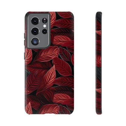 Scarlet Whispers: Lush Autumn Colours in Botanical Bliss - Tough Phone Case