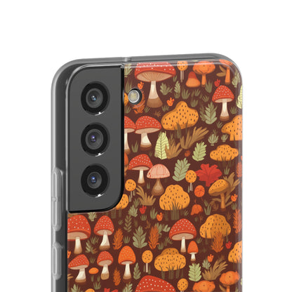 Autumn Spore Wonderland: Enchanting Mushroom and Leaf Designs - Flexible Phone Case