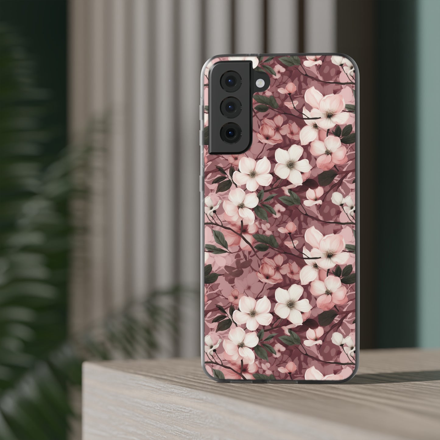 Sparse Dogwood Blossom Phone Case - Elegant Floral Design for Your Smartphone - Flexi Cases Phone Case Pattern Symphony Samsung Galaxy S21 Plus with gift packaging  