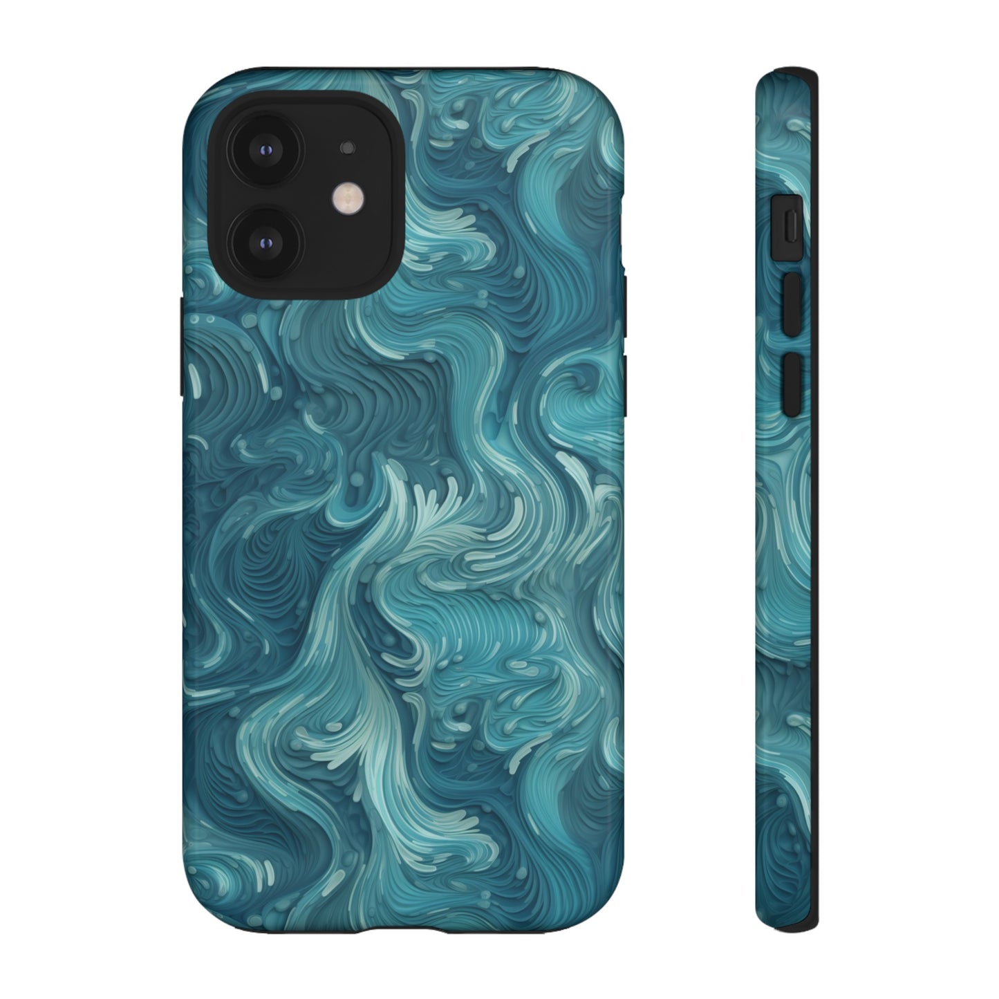 Azure Depths: Layered Blue Topographic Design Tough Phone Case