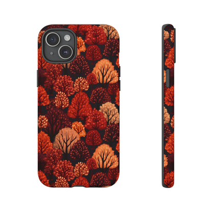 Crimson Forest: Autumn Trees in Vibrant Detail - Tough Phone Case