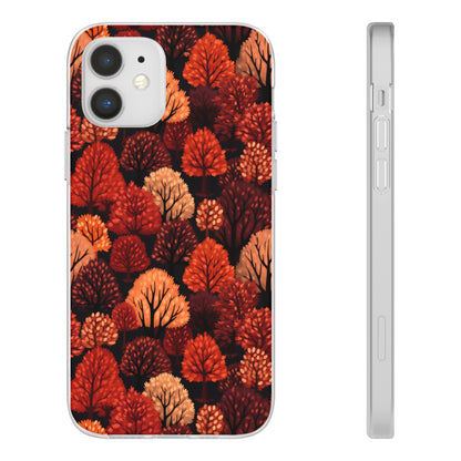 Crimson Forest: Autumn Trees in Vibrant Detail - Flexible Phone Case