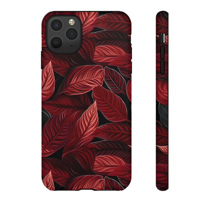 Scarlet Whispers: Lush Autumn Colours in Botanical Bliss - Tough Phone Case