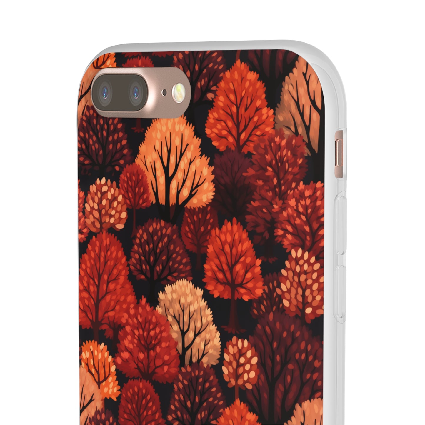 Crimson Forest: Autumn Trees in Vibrant Detail - Flexible Phone Case