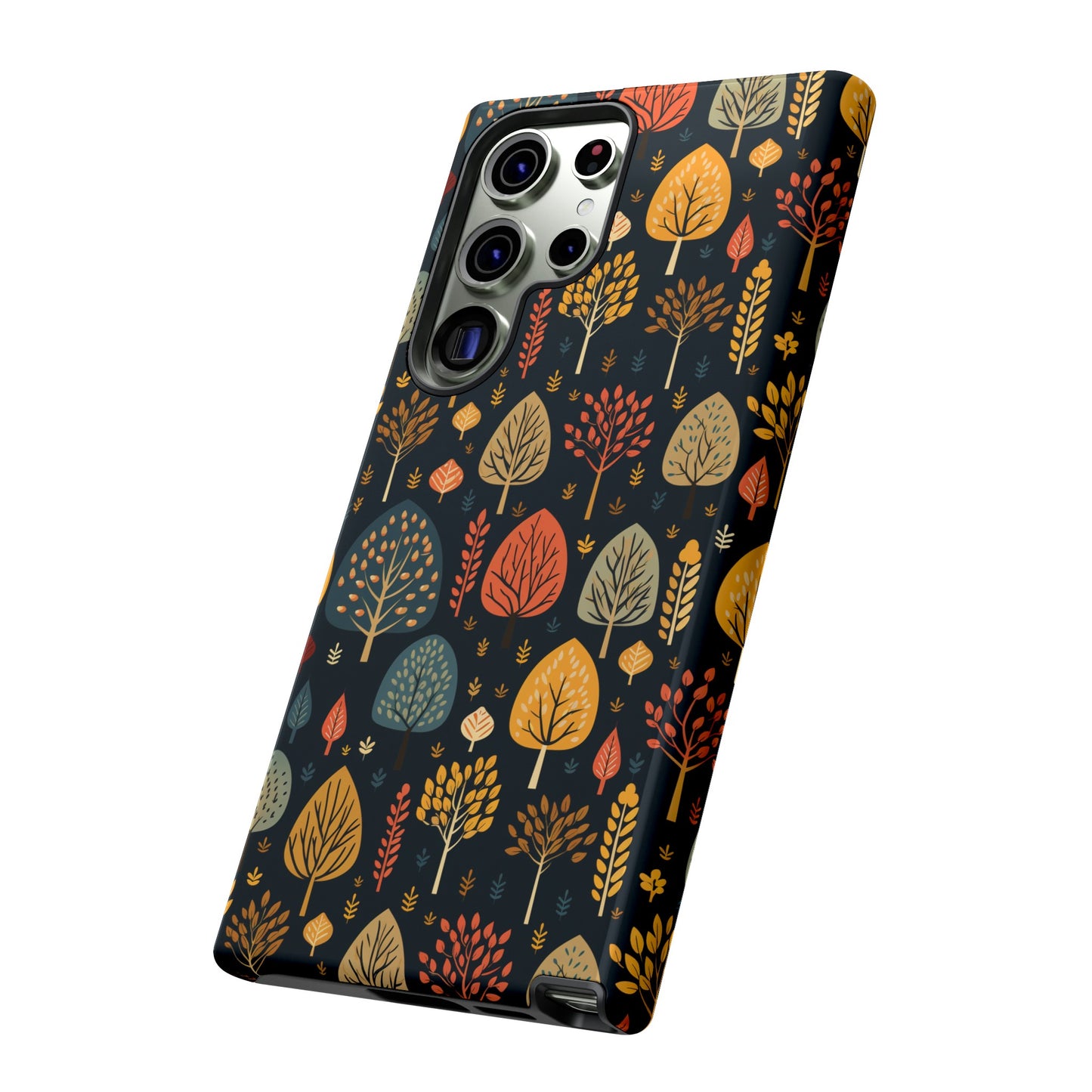 Mid-Century Mosaic: Dappled Leaves and Folk Imagery - Tough Phone Case