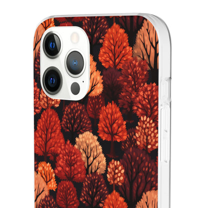 Crimson Forest: Autumn Trees in Vibrant Detail - Flexible Phone Case